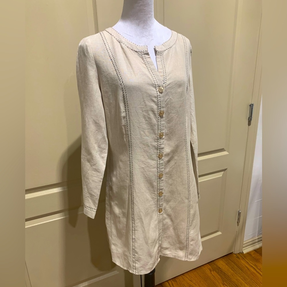 Cambridge Dry Goods 100%Linen Long Button Down Tunic M